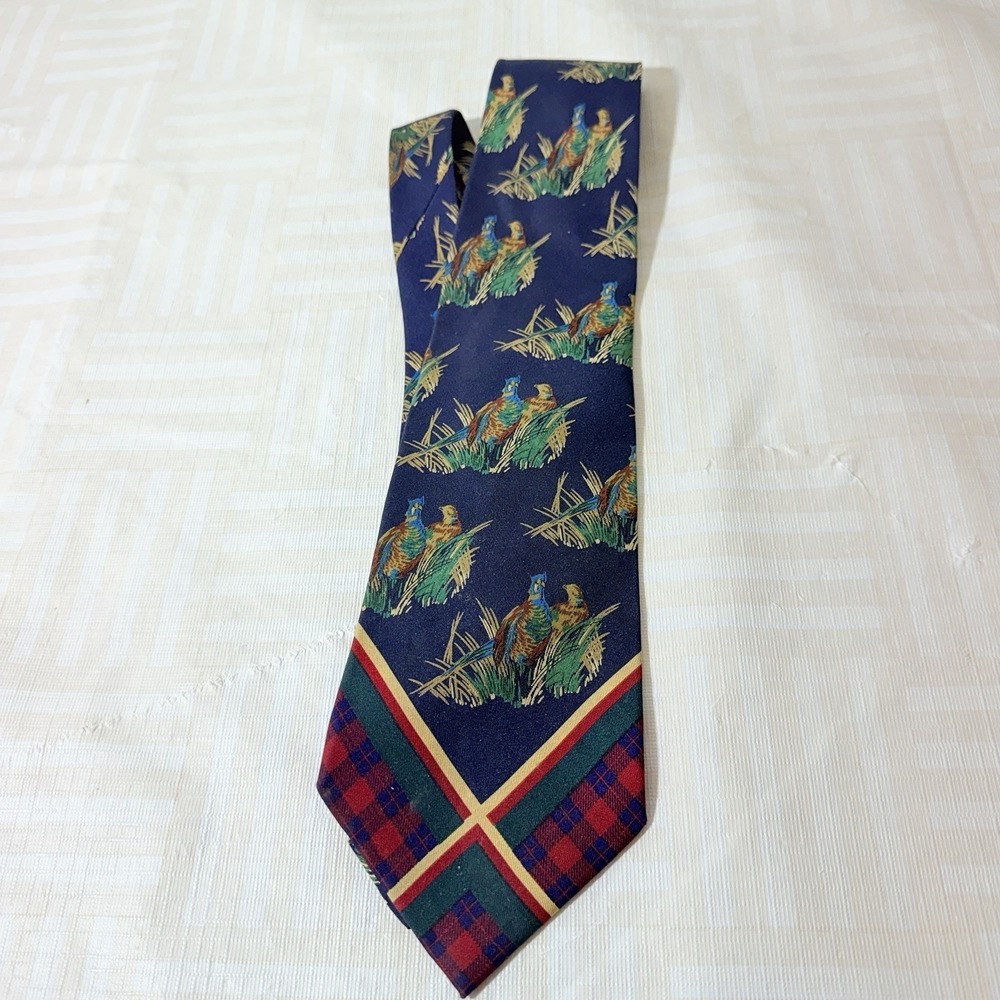 RARE Polo Ralph Lauren Men's Silk Tie Pheasant Neck Tie Handmade